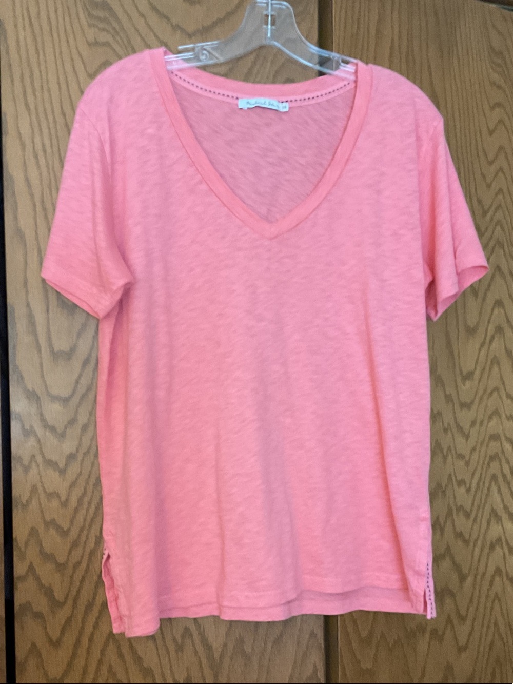 Michael Stars Coral Pink V-Neck Short Sleeve Tee